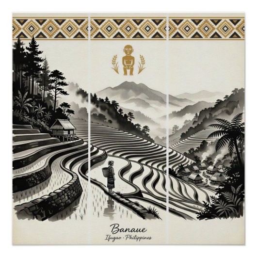 Banaue Rice Terraces Triptych Wall Art ポスター (正面)