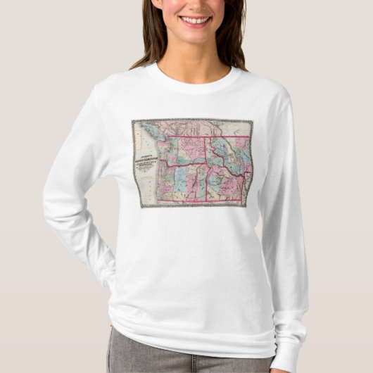Bancroftのオレゴン、ワシントン州、アイダホの地図 Tシャツ (正面)