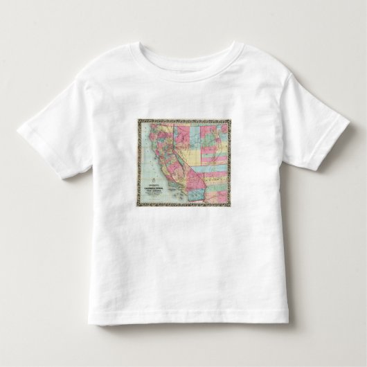 Bancroftのカリフォルニア、ネバダの地図 トドラーTシャツ (正面)