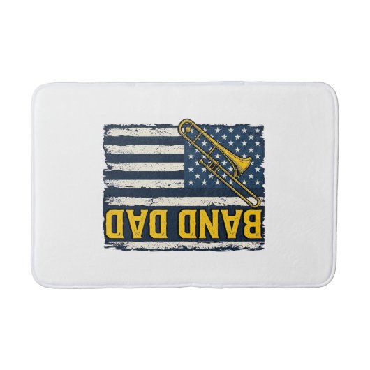Band Dad Trombone American Flag Vintage Shirt Desi バスマット (正面)