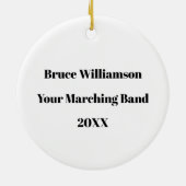 Band Drummer Cat Navy Blue Gold Personalize セラミックオーナメント (裏面)
