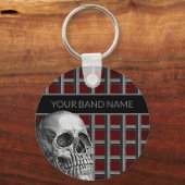 Band Merch Custom Name Rock Skull Metal Music キーホルダー (正面)