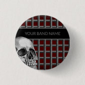 Band Merch Custom Name Skull Rock Roll Metal Music 缶バッジ (正面)