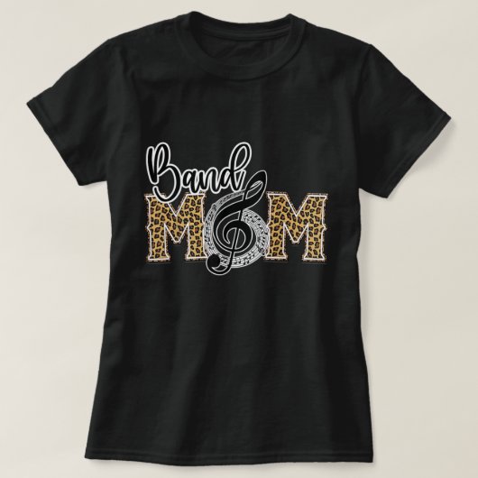 Band Mom Leopard Print Proud Band Mom Musical Marc Tシャツ (デザイン正面)