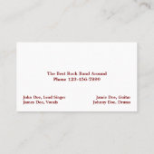 Band Musician Business Card 名刺 (裏面)