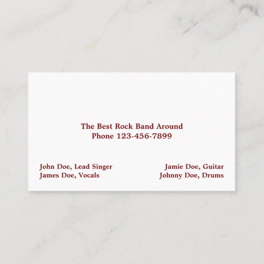 Band Musician Business Card 名刺 (裏面)
