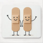 Bandage Stick Figure Couple Waving マウスパッド (正面)
