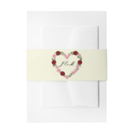 Bandeau d'invitation crème avec un cœur rose  招待状ベリーバンド