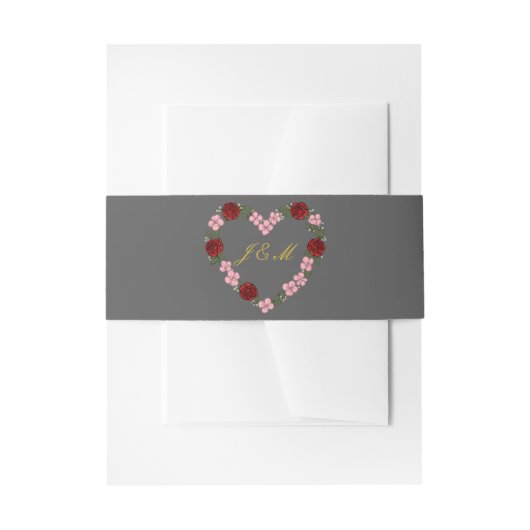 Bandeau d'invitation gris avec couronne de fleurs 招待状ベリーバンド (正面例)