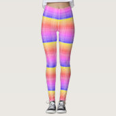 Banded Rainbow Gradient Neon Plaid レギンス (正面)