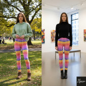 Banded Rainbow Gradient Neon Plaid レギンス