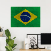 Bandeira do Brasil (Estilo Envelhecida) ポスター (ホームオフィス)