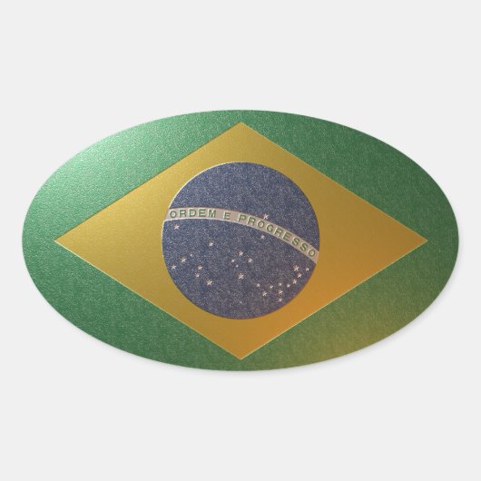 Bandeira do Brasil Metalizada 楕円形シール (正面)