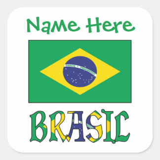 Bandeira do Brasil Personalized Flag Square Label スクエアシール