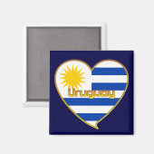 Bandera de URUGUAY elegante corazón y Sol de Mayo マグネット (正面/裏面)