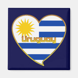 Bandera de URUGUAY elegante corazón y Sol de Mayo マグネット