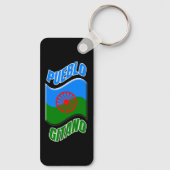 Bandera gitana. Llavero negro personalizado. キーホルダー (裏面)