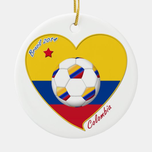 Bandera y equipo nacional de COLOMBIA FÚTBOL 2014 セラミックオーナメント (正面)