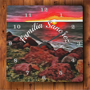 Banderas Rocky Sunset 914 スクエア壁時計