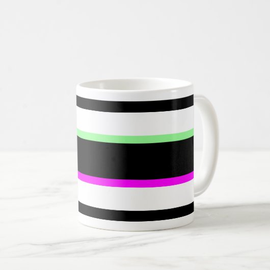 Bandes contrastées pop art noir blanc fluo chic. コーヒーマグカップ (正面右)
