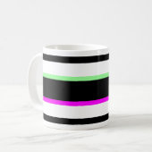 Bandes contrastées pop art noir blanc fluo chic. コーヒーマグカップ (正面左)