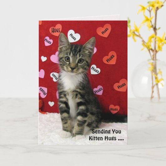 Bandit's Kitten Hugs Card (3335) カード (黄色い花)