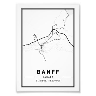 Banff – カナダライトシティの地図 フォトプリント           