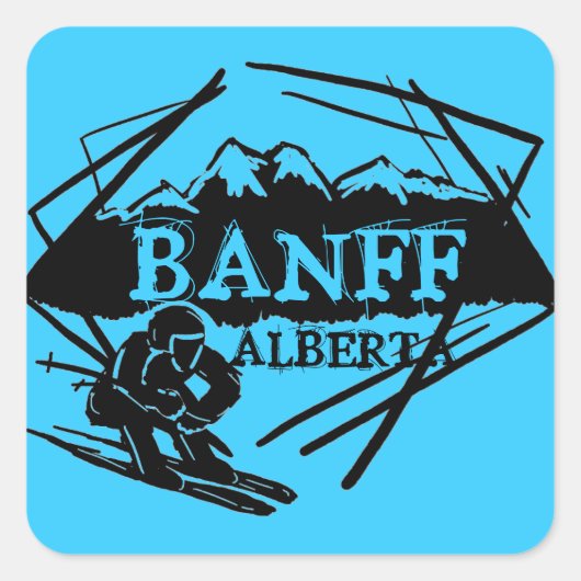 Banff Albertaカナダのブルースキーアロゴスタンプ スクエアシール (正面)