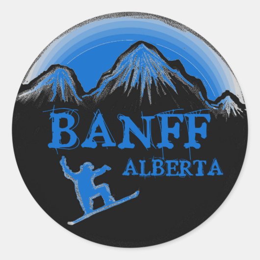 Banff Albertaカナダのブルースノーボードシール ラウンドシール (正面)