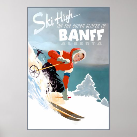 Banff Alberta Canada Travel Poster Snow Ski ポスター (正面)