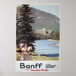 Banff Canadian Rockies Vintage Travel Poster ポスター