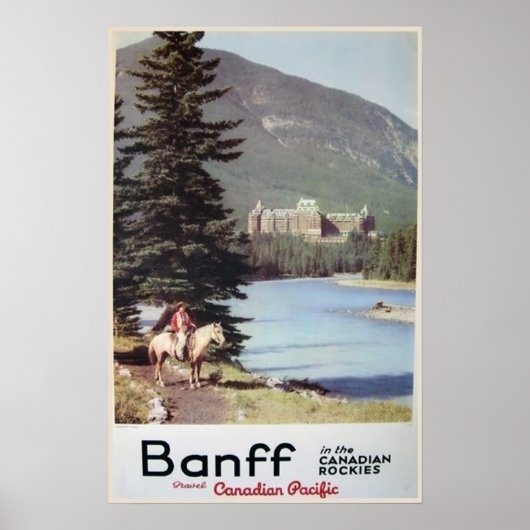 Banff Canadian Rockies Vintage Travel Poster ポスター (正面)
