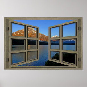Banff National Park 6 Pane Open Window Poster ポスター