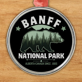 Banff National Park Adventure – Watercolor Bear メタルオーナメント