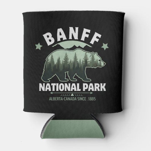 Banff National Park Canada – Bear and Forest 缶クーラー (正面)