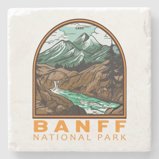 Banff National Park Canada Travel Vintage ストーンコースター (正面)