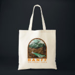 Banff National Park Canada Travel Vintage トートバッグ<br><div class="desc">Banff National Park vector artwork design. The park is Canada’s first national park and is part of the Canadian Rocky Mountain Parks UNESCO World Heritage Site.</div>