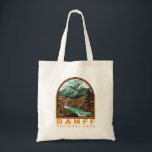 Banff National Park Canada Travel Vintage トートバッグ<br><div class="desc">Banff National Park vector artwork design. The park is Canada’s first national park and is part of the Canadian Rocky Mountain Parks UNESCO World Heritage Site.</div>