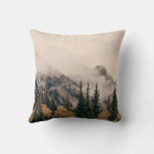 Banff national park foggy mountains and forest in  クッション (裏面)