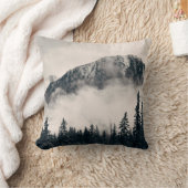 Banff national park foggy mountains and forest in  クッション (ブランケット)