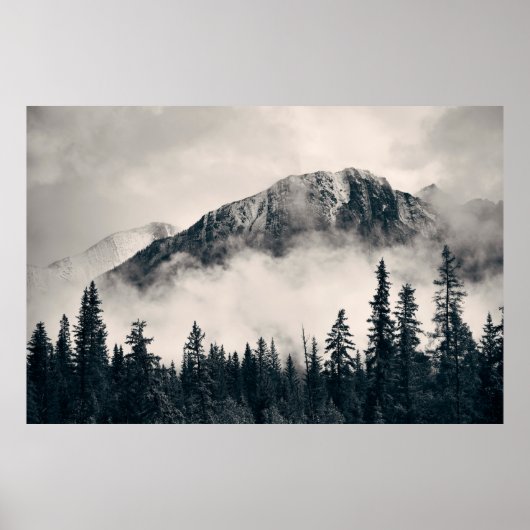 Banff national park foggy mountains and forest in  ポスター (正面)