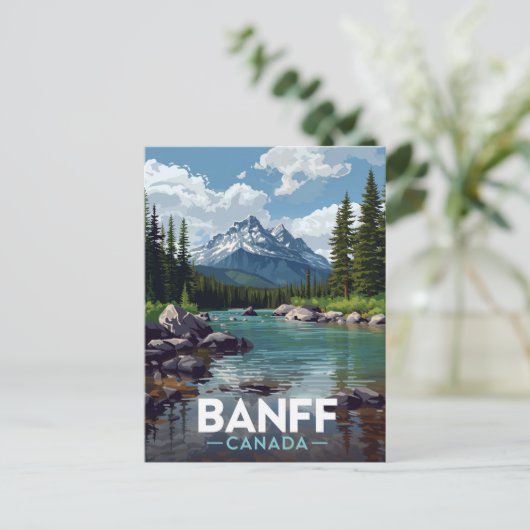 Banff National Park Mountain River View ポストカード (スタンド正面)