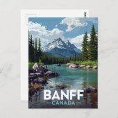 Banff National Park Mountain River View ポストカード (正面/裏面)