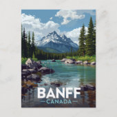 Banff National Park Mountain River View ポストカード (正面)