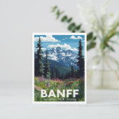 Banff National Park Wildflower Mountains ポストカード (スタンド正面)