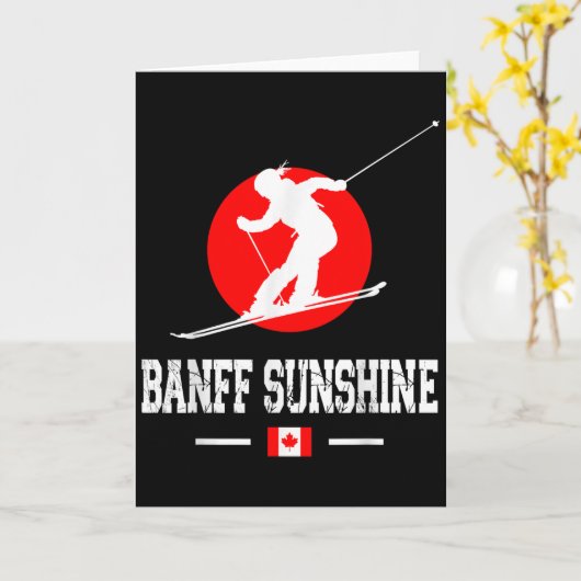 Banff Sunshine Canada Ski Resort Rocky Mountains S カード (黄色い花)