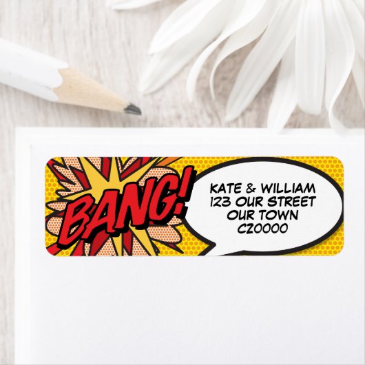 BANGおもしろいレトロ漫画ブックアポップ・アートのートアドレス ラベル (インサイチュ)