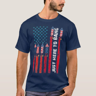 Bang American Flag Fireworks おもしろい 4tへ Tシャツ