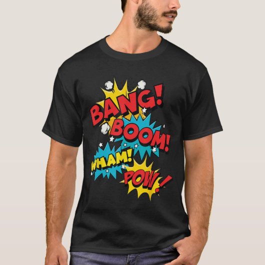 Bang Boom Pow Wham Comic Bubbles Tシャツ (正面)