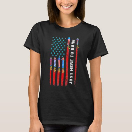 Bang Fireworks Usフラグ祝4日 Tシャツ (正面)